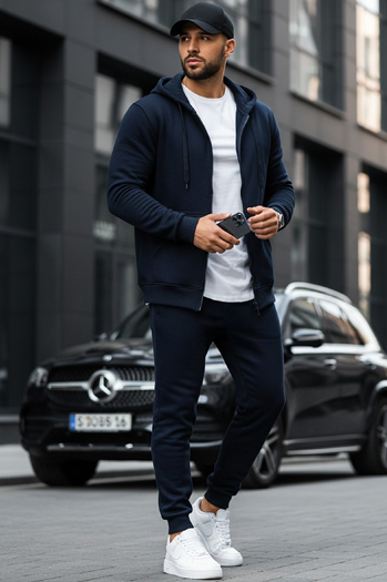 Herren Kapuzenpullover Dunkelblau Dstreet BX2195