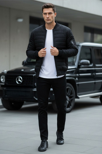 Herren Gesteppte Bomberjacke Schwarz Dstreet TX2213