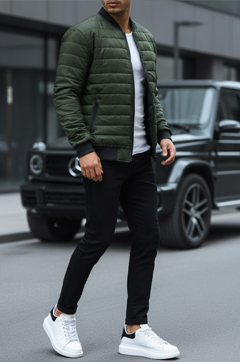 Herren Gesteppt Bomberjacke Grün Dstreet TX2211A