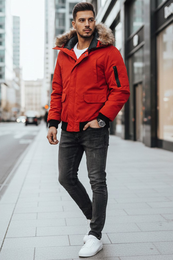 Herren Winterjacke Rot Dstreet TX2875