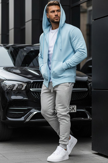 Herren Kapuzenpullover Himmelblau Dstreet BX4246