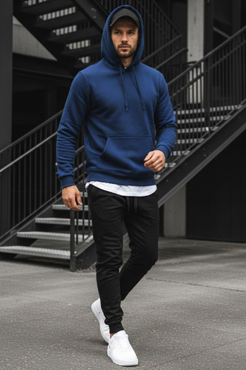 Herren Kapuzenpullover dunkelblau Dstreet BX4684