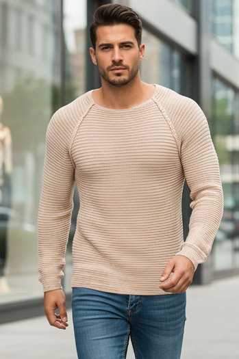 Herren Strickpullover Beige Dstreet WX1578