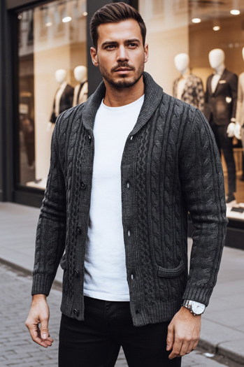 Herren Strickjacke Dunkelgrau Dstreet WX1891