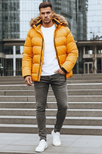 Herren Winterjacke gesteppt gelb Dstreet TX4162