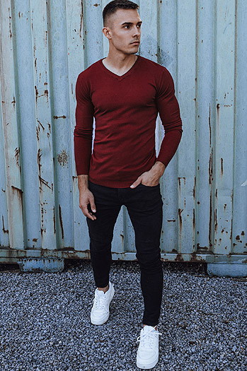 Burgunderroter Herren-Pullover Dstreet WX1917
