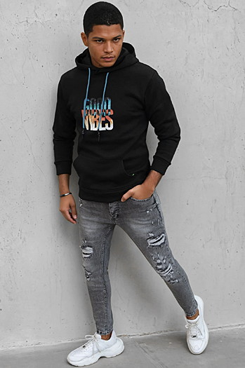 Isoliertes Herren-Kapuzensweatshirt schwarz Dstreet BX5377