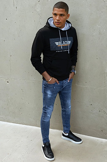 Bedrucktes Herren Sweatshirt schwarz Dstreet BX5383