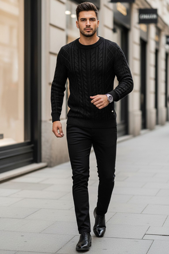 Schwarzer Herren-Pullover Dstreet WX1926