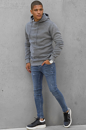 Herren Kapuzenpullover Dunkelgrau Dstreet BX5427