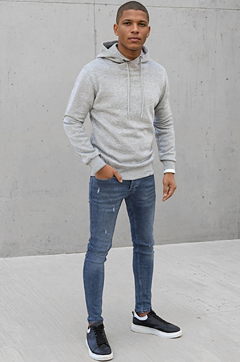 Herren Kapuzenpullover Hellgrau Dstreet BX5428