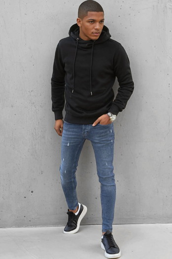 Herren Kapuzenpullover Schwarz Dstreet BX5429