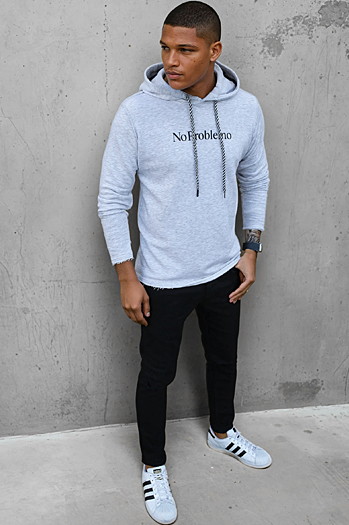 Grauer Herren-Kapuzenpullover Dstreet BX5456