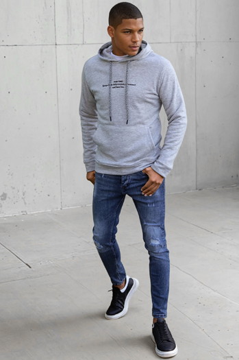 Herren Kapuzenpullover Farbe Hellgrau DSTREET BX5459