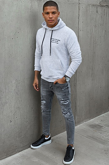 Herren Kapuzenpullover Farbe Hellgrau DSTREET BX5462