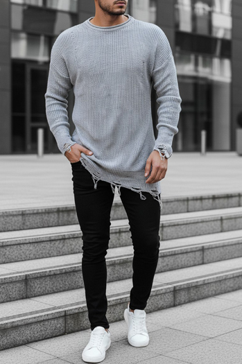 Herren Winterpullover Farbe Hellgrau DSTREET WX1963