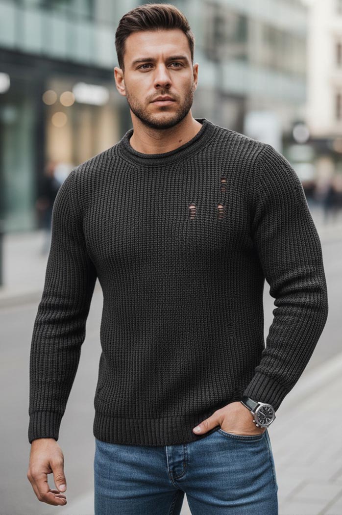 Herren Klassische Pullover Farbe Dunkelgrau DSTREET WX1990