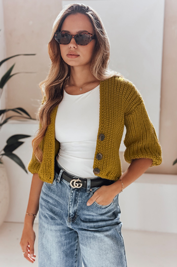 Damen Strickjacke NUTI Farbe Senffarbe DSTREET MY1673