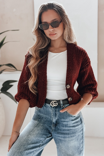 Damen Strickjacke NUTI Farbe Weinrot DSTREET MY1674