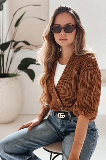 Damen Strickjacke NUTI Farbe Camel DSTREET MY1678
