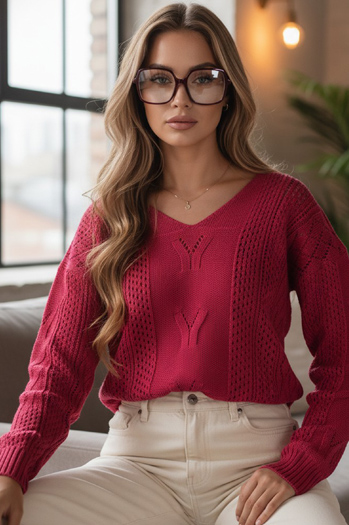 Damen Lange Pullover DARIA Farbe Rot DSTREET MY1719