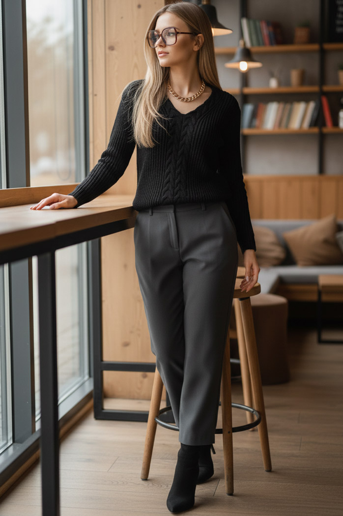 Damen Lange Pullover CANDIS Farbe Schwarz DSTREET MY1806