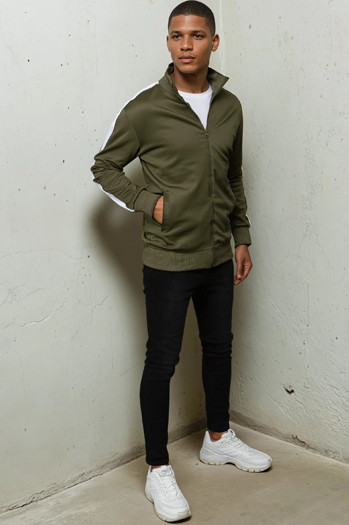 Herren Sweatshirt mit Reißverschluss Farbe Grün DSTREET BX5561