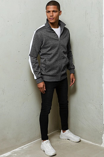Herren Sweatshirt mit Reißverschluss Farbe Dunkelgrau DSTREET BX5563