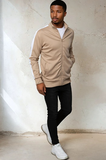 Herren Sweatshirt mit Reißverschluss Farbe Khaki DSTREET BX5564