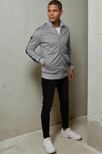 Herren Sweatshirt mit Reißverschluss Farbe Hellgrau DSTREET BX5566