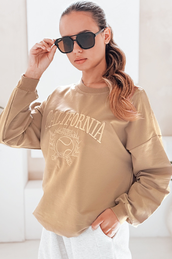 Damen Oversize Sweatshirt CALIFORNIA DREAM Farbe Beige DSTREET BY1194