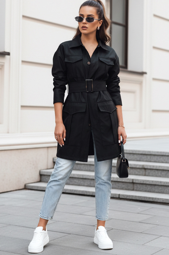 Damen Übergangsmantel gebunden VERMONT schwarz Dstreet NY0582