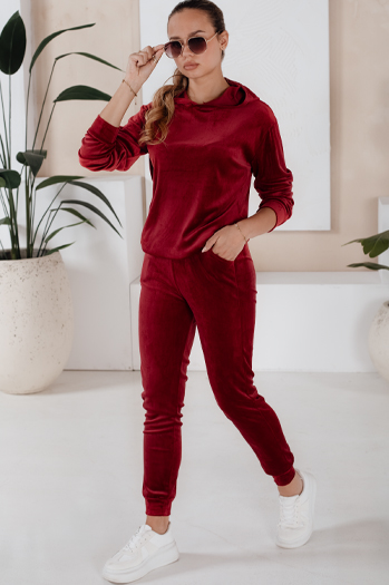 Damen Veloursanzug SO COMFY Farbe Weinrot DSTREET AY0887