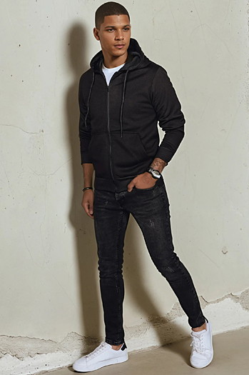Herren Sweatshirt mit Reißverschluss Farbe Schwarz DSTREET BX5644