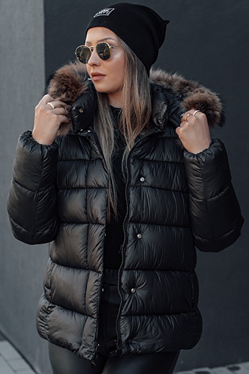 Damen Steppwinterjacke mit Kapuze CROMBILA schwarz Dstreet TY4100