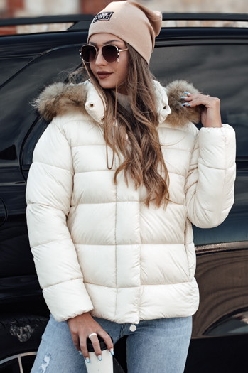 Damen Steppwinterjacke mit Kapuze CROMBILA weiß Dstreet TY4101