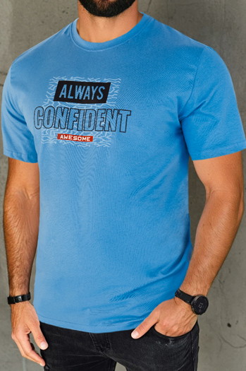 Herren T-shirt mit Aufdruck Farbe Blau DSTREET RX5408
