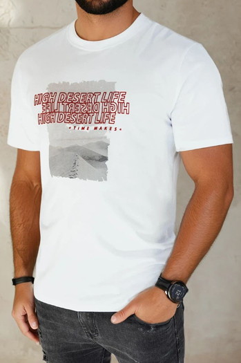 Herren T-shirt mit Aufdruck Farbe Weiß DSTREET RX5487