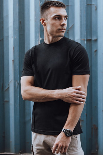 Unbedrucktes Herren-T-Shirt schwarz Dstreet RX5521
