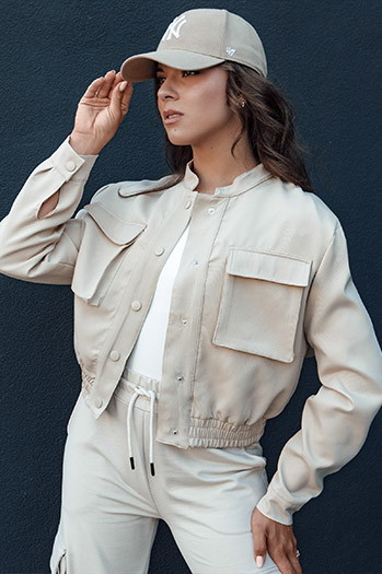 Damen Bomberjacke PRIEV beige Dstreet TY4306
