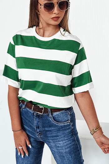 Gestreiftes Damen-T-Shirt ALMIN grün Dstreet RY2560