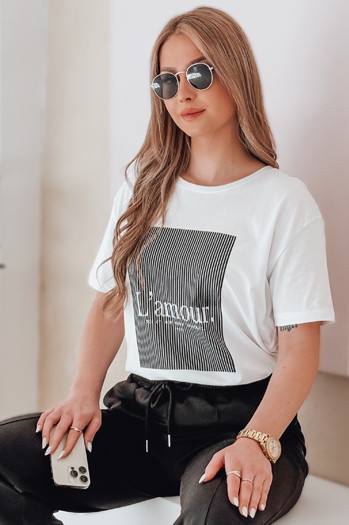 Damen T-shirt mit Aufdruck LAMOUR Farbe Weiß DSTREET RY2588