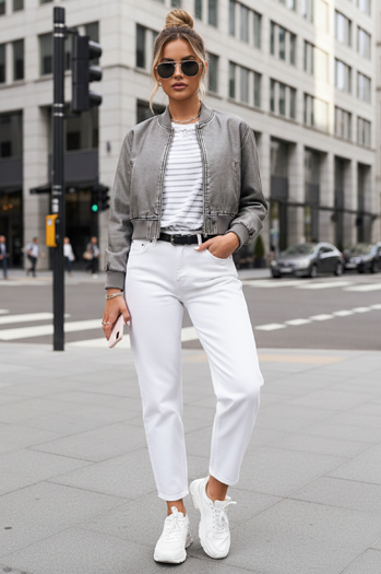 Damen Bomberjacke SANTOL Farbe Grau DSTREET TY4340