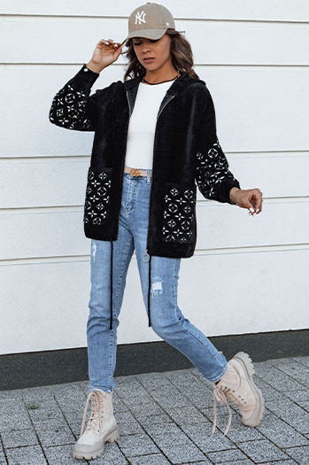 Damen Alpaka Übergangsjacke WINONA schwarz Dstreet NY0667