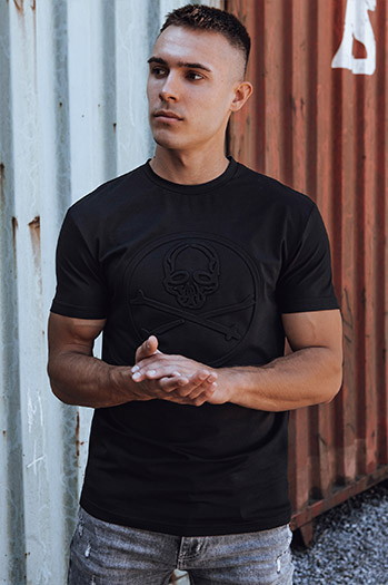 Bedrucktes Herren-T-Shirt schwarz Dstreet RX5576
