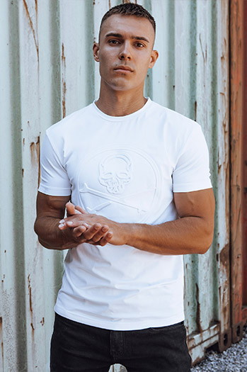Bedrucktes Herren-T-Shirt weiß Dstreet RX5577