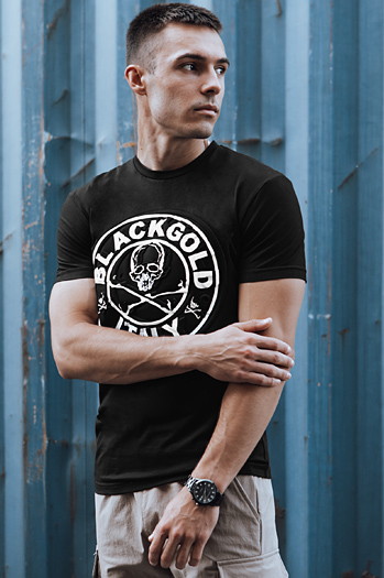 Bedrucktes Herren-T-Shirt schwarz Dstreet RX5584
