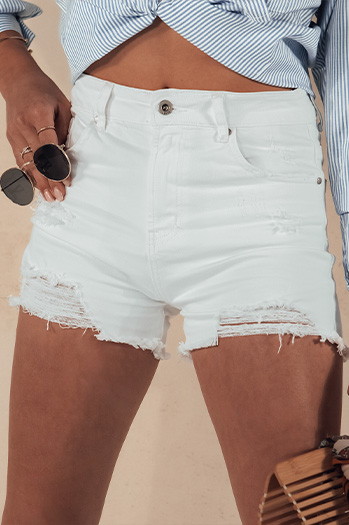Damen Denim-Shorts POPGLAM weiß Dstreet SY0397