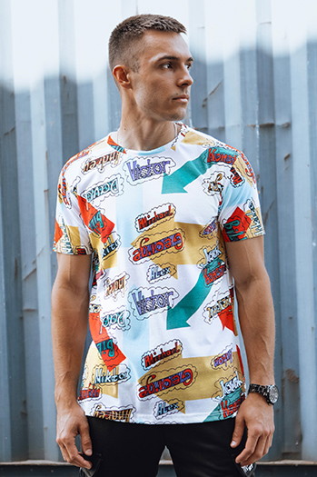 Herren T-shirt mit Aufdruck Weiß Dstreet RX5614