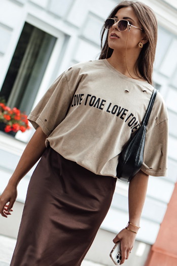 Bedrucktes Damen-T-Shirt BONGANIR Beige Dstreet RY2645
